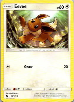 Pokemon Hidden Fates Set COMMON Eevee 49/68 - Near Mint-Non-holo - Image 1