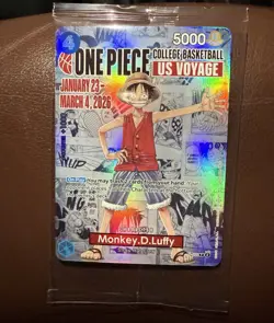 One Piece CCG Monkey.D.Luffy P-055 US Voyage Univ. of Illinois Promo Holo Card - Image 1