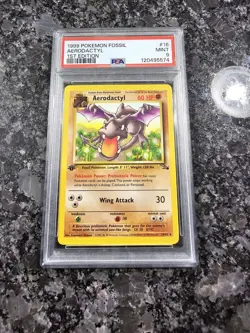PSA 9 MINT Aerodactyl 16/62 Fossil Pokemon Trading Card NON HOLO 1st Edition - Image 1