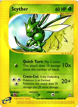 Pokemon TCG Scyther Aquapolis Uncommon Card 57/147 LP - Image 1