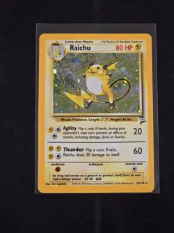 Pokemon TCG Base Set 2 Holo Unlimited Holo Rare Raichu 16/130 - Image 1