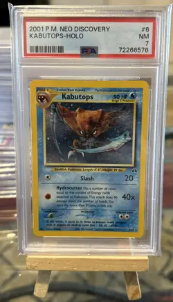 Pokemon Card 2001 P.M Neo Discovery Kabutops HOLO #6/75 Graded PSA 7 - NM - Image 1