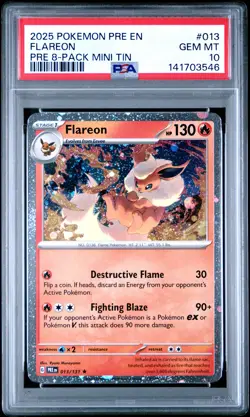 2025 POKEMON PRE EN-PRISMATIC EVOLUTIONS #013 FLAREON PSA 10 - Image 1
