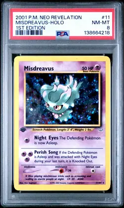 2001 POKEMON NEO REVELATION 1ST ED #11 MISDREAVUS-HOLO PSA 8 - Image 1