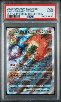 2022 POKEMON SWSH BLACK STAR PROMO #262 FULL ART/CHARIZARD VSTAR PSA 9 - Image 1