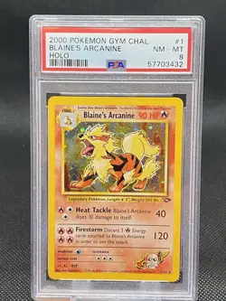 Vintage 2000 pokemon Blaine's Arcanine- Holo 90 HP 1/132. PSA grade 8 - Image 1