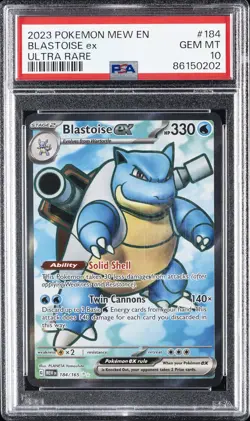 2023 POKEMON MEW EN-151 ULTRA RARE #184 BLASTOISE EX PSA 10 - Image 1