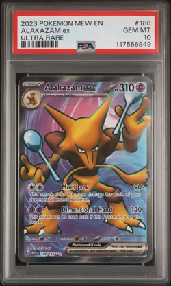 2023 POKEMON MEW EN-151 ULTRA RARE #188 ALAKAZAM EX PSA 10 - Image 1