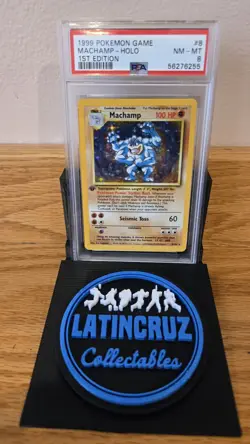 1999 POKEMON BASE SET 1ST EDITION #8 MACHAMP-HOLO PSA 8 - Image 1