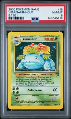 2000 POKEMON BASE SET 2 #18 VENUSAUR-HOLO PSA 8 - Image 1
