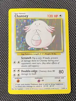 Pokemon TCG Chansey Base Set 3/102 Holo Unlimited Holo Rare LP+ - Image 1