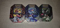 Pokemon TCG Paldea Partners Tin Set x3 Meowscarada Skeledirge Quaquaval Sealed - Image 1