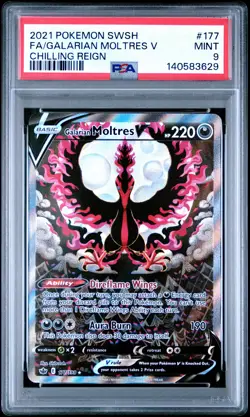 2021 POKEMON SWORD & SHIELD CHILLING REIGN FULL ART/GALARIAN MOLTRES V PSA 9 - Image 1
