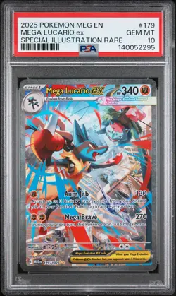 2025 POKEMON MEG EN-SPECIAL ILLUSTRATION RARE #179 MEGA LUCARIO EX PSA 10 - Image 1
