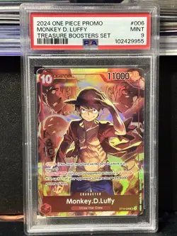 One Piece Monkey D. Luffy ST10-006 SR 2024 Treasures Booster Set Promo PSA 9 - Image 1