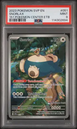 Snorlax 051 Sv: Scarlet & Violet Promo Cards Holo PSA 9 PC ETB - Image 1