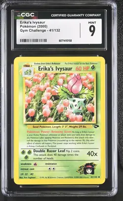 CGC 9 MINT Erika's Ivysaur 2000 Gym Challenge 41/132 Pokemon Card - Image 1