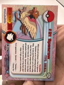 Pokemon #21 Spearow Card Foil Holo Topps Chrome 2000 TV Animation Series 1 - Image 3