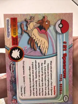 Pokemon #21 Spearow Card Foil Holo Topps Chrome 2000 TV Animation Series 1 - Image 5