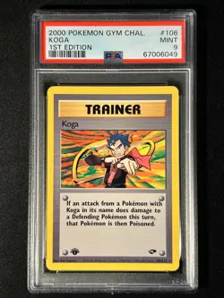 PSA 9 MINT 1st Edition Koga 106/132 Gym Challenge Non-Holo Pokemon Card - Image 1