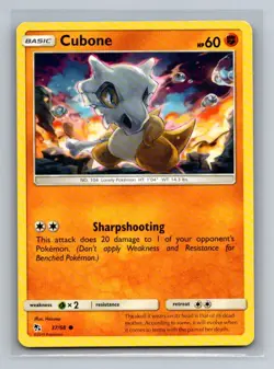 Cubone Normal Common Hidden Fates HIF Fighting 37/68 Pokemon Card TCG - Image 1