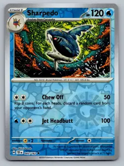 Pokemon TCG SV05: Temporal Forces Sharpedo 043/162 Reverse Holo - Image 1