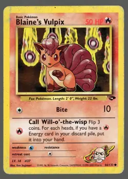 Pokemon TCG Blaine's Vulpix 66/132 Gym Challenge Regular Uncommon Unlimited - Image 1