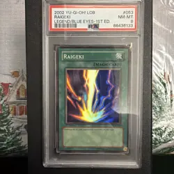 2002 Yu-Gi-Oh! Raigeki LOB-053 1st Edition PSA 8 Super Rare North American - Image 1