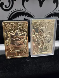 2x 1999 Nintendo Pokemon 23k Gold Plated Trading Cards - Mewtwo & Togepi - Image 1