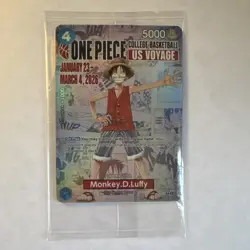 One Piece CCG Monkey D. Luffy US Voyage Character Card J1 2026 5000 Power - Image 1