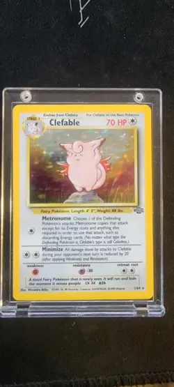 Pokemon TCG Clefable Holo Unlimited Rare Card Jungle Base Set 1/64 - Image 1