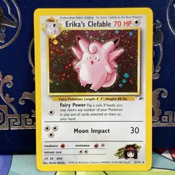 Pokemon TCG Erika's Clefable Gym Heroes Holo SWIRL Card 3/132 NM - Image 1