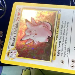Pokemon TCG Erika's Clefable Gym Heroes Holo SWIRL Card 3/132 NM - Image 4