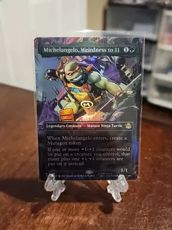Magic MtG: *Borderless Foil* Michelangelo, Weirdness to 11 (TMNT), NM - Image 1