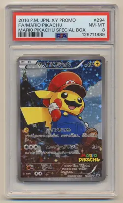 PSA 8 Pokemon JAPANESE XY Full Art Mario Pikachu Special Box 294/XY-P NM/MINT! - Image 1