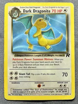 Pokemon TCG Dark Dragonite 22/82 Team Rocket Unlimited Non-Holo Rare HP - Image 1