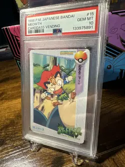 1998 Pokemon Japanese Bandai Anime Vending #15 Meowth PSA 10 - Image 2