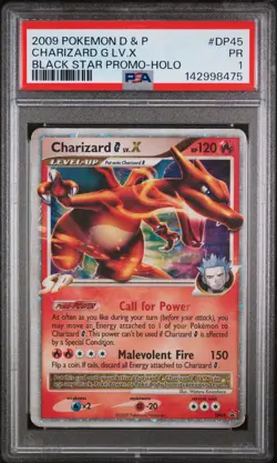 2009 POKEMON DIAMOND & PEARL BLACK STAR PROMO HOLO #DP45 CHARIZARD G LV.X PSA 1 - Image 1