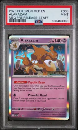2025 POKEMON MEP EN-ME BLACK STAR PROMO #003 ALAKAZAM PSA 9 - Image 1