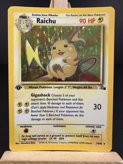 NM Pokemon TCG Holographic Raichu Fossil 14/62 1st Edition Holo Rare - Image 1