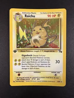 NM Pokemon TCG Holographic Raichu Fossil 14/62 1st Edition Holo Rare - Image 4