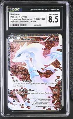 CGC 8.5 Reshiram Legendary Treasures RC22/RC25 Radiant Collection Holo Pokemon - Image 1