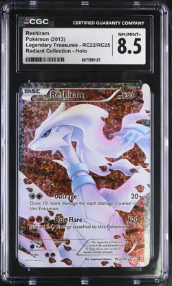 CGC 8.5 Reshiram Legendary Treasures RC22/RC25 Radiant Collection Holo Pokemon - Image 1