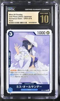 2022 One Piece Romance Dawn (JP) Ms. All Sunday Rare #OP01-079 CGC Pristine 10 - Image 1