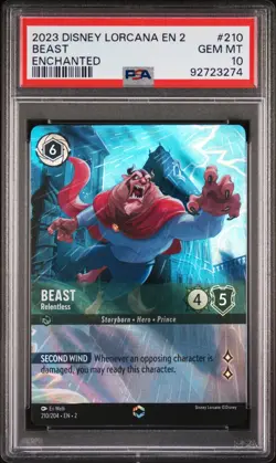 Disney Lorcana Beast Relentless 210/204 Enchanted Foil PSA 10 GEM MINT - Image 1