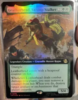 Leatherhead, Swamp Stalker - Foil Extended Art - MTG TMT Ninja Turtles - In Hand - Image 1