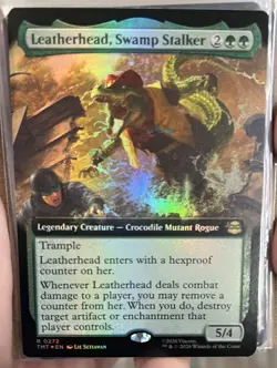 Leatherhead, Swamp Stalker - Foil Extended Art - MTG TMT Ninja Turtles - In Hand - Image 2
