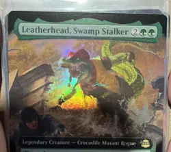 Leatherhead, Swamp Stalker - Foil Extended Art - MTG TMT Ninja Turtles - In Hand - Image 3