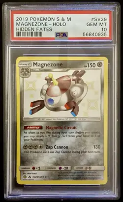 POKEMON SHNY MAGNEZONE HOLO 2019 SUN & MOON HIDDEN FATES #SV29 PSA 10 - Image 1