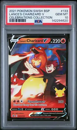 2021 Pokemon Celebrations SWSH 133 Lance's Charizard Promo PSA 10 QTY - Image 1